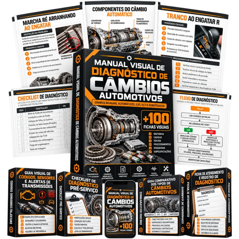 Kit completo: Manual Visual de Diagnóstico de Câmbios Automotivos e 4 bônus exclusivos